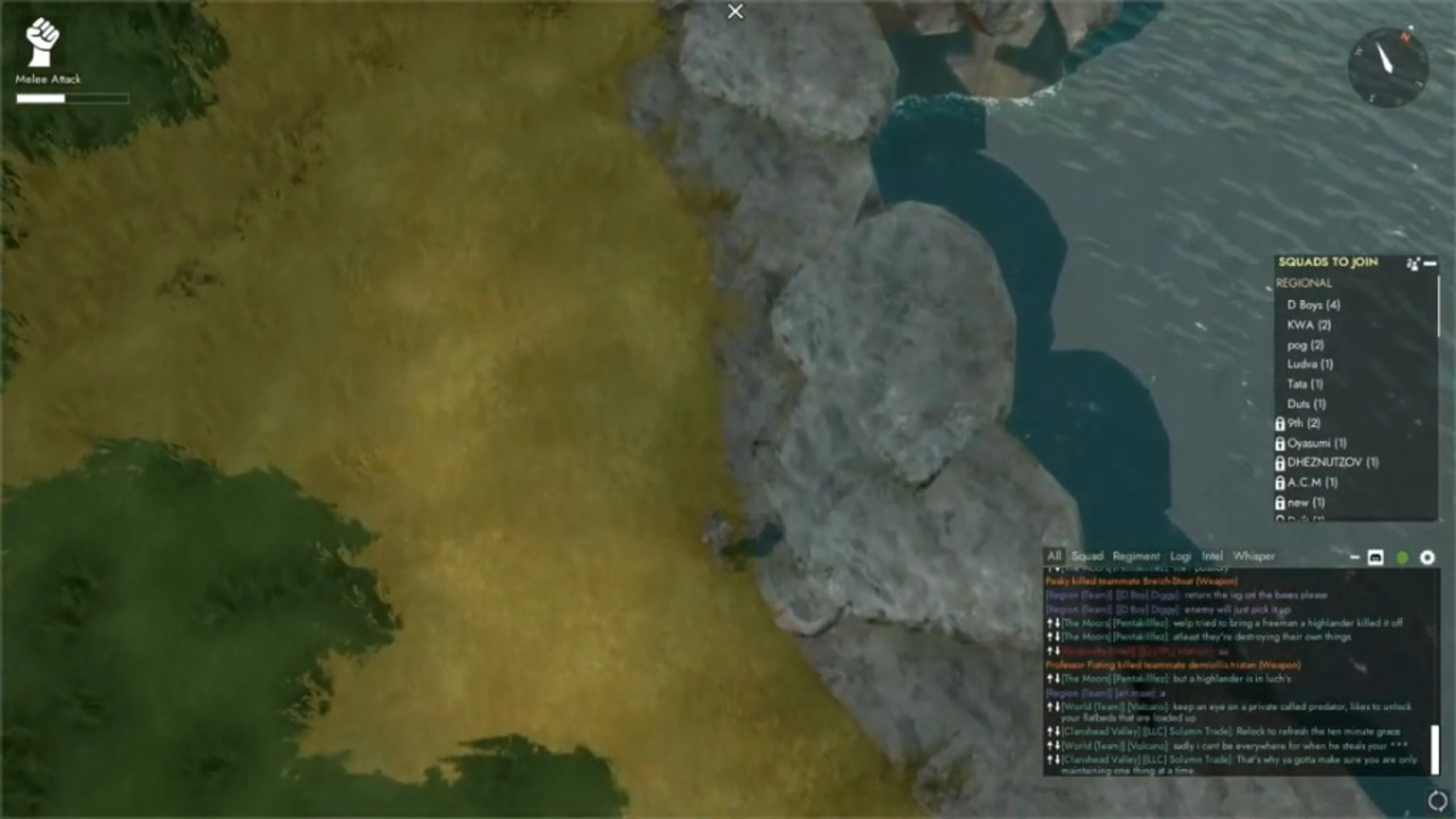 Foxhole cheats map radar overlay along a coastline